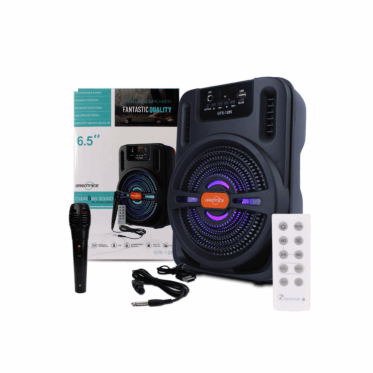 Bocina Bluetooth de 6.5″ con Micrófono, Luces LED RGB, entradas TF y USB